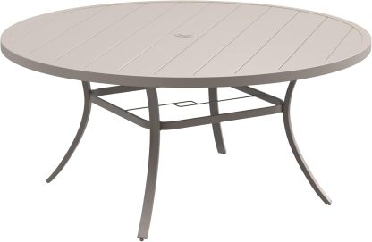 60" Round Outdoor Patio Dining Table for 8-10, Metal Patio Table with 1.57" Adjustable Umbrella Hole
