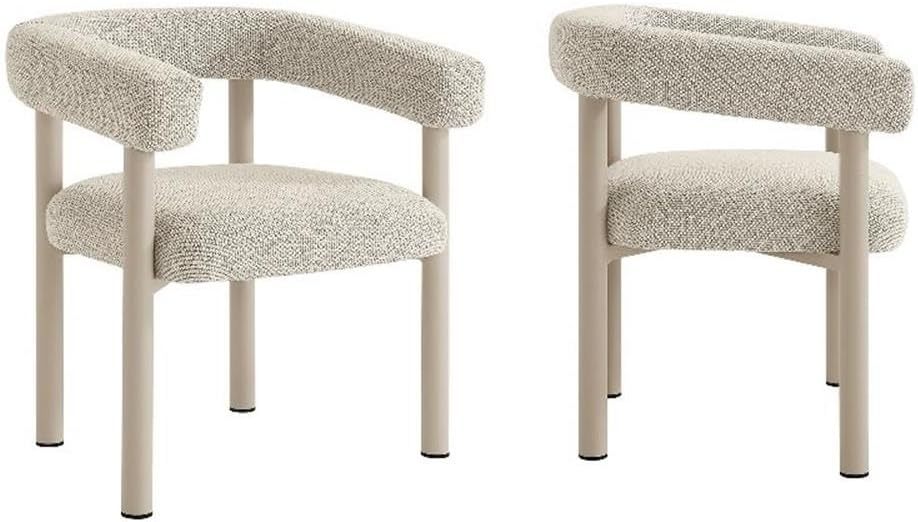 Aluminum Outdoor Patio Dining Armchairs Set of 2 Brown