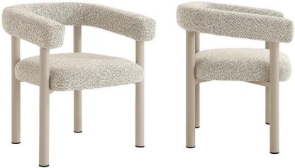 Aluminum Outdoor Patio Dining Armchairs Set of 2 Brown