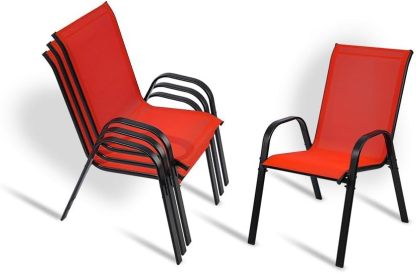 Outdoor Patio Dining Chairs red