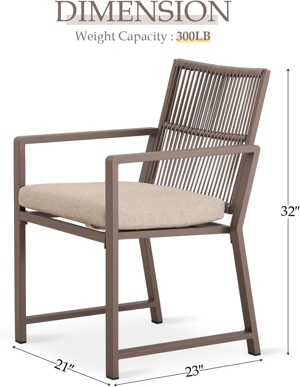 Aluminum Outdoor Patio Dining Chairs Light Brown