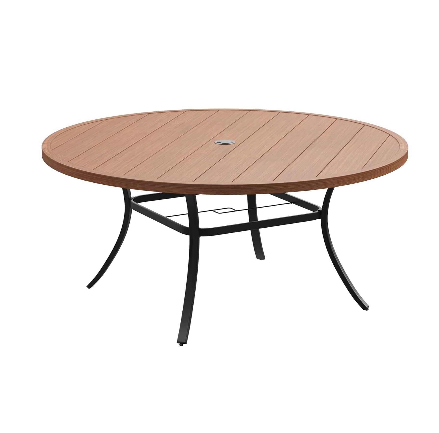 60" Round Outdoor Patio Dining Table for 8-10, Metal Patio Table with 1.57" Adjustable Umbrella Hole