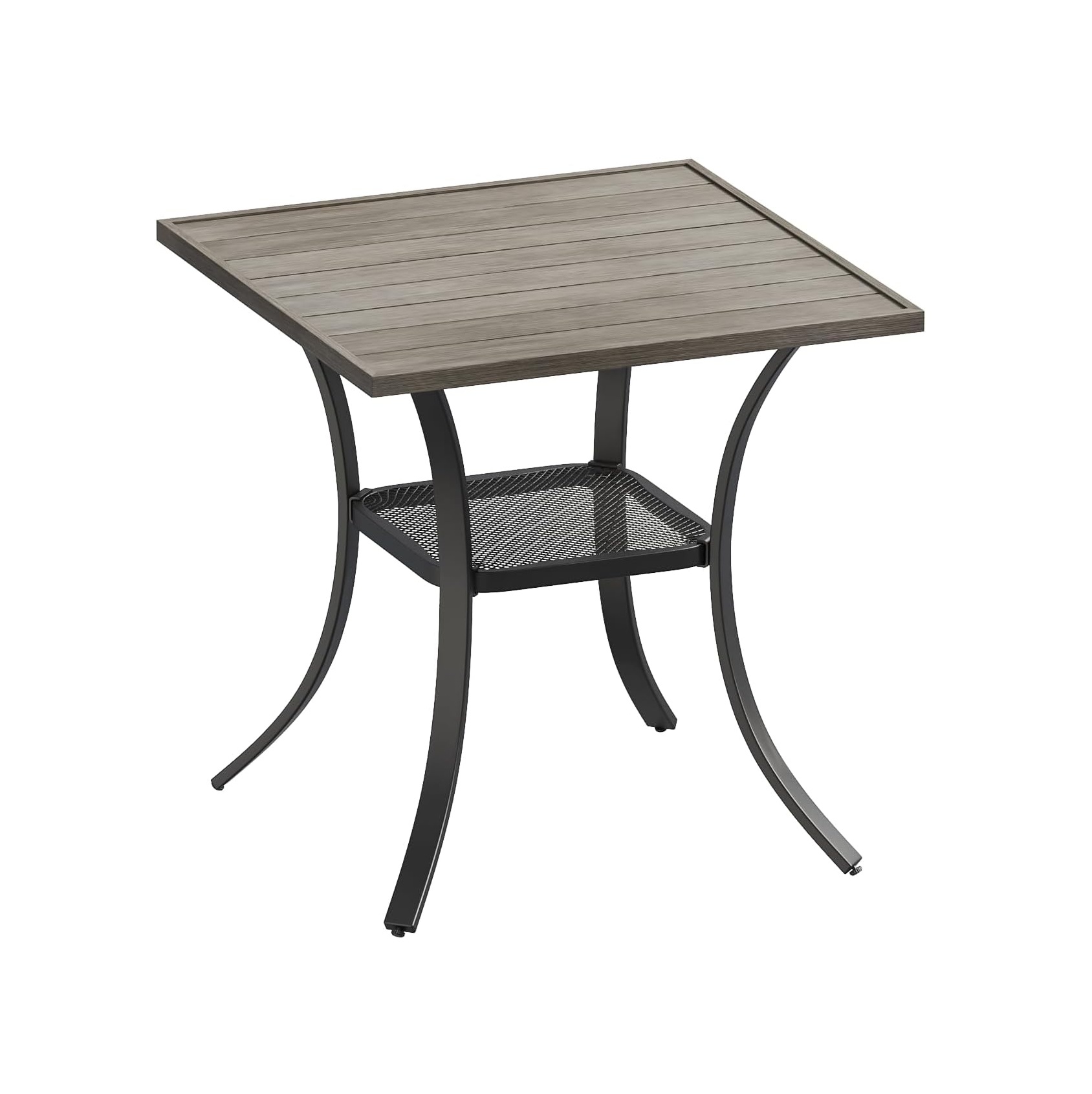 27.6" Square Patio Dining Table, Grey Wood-Like Small Outdoor Bistro Table