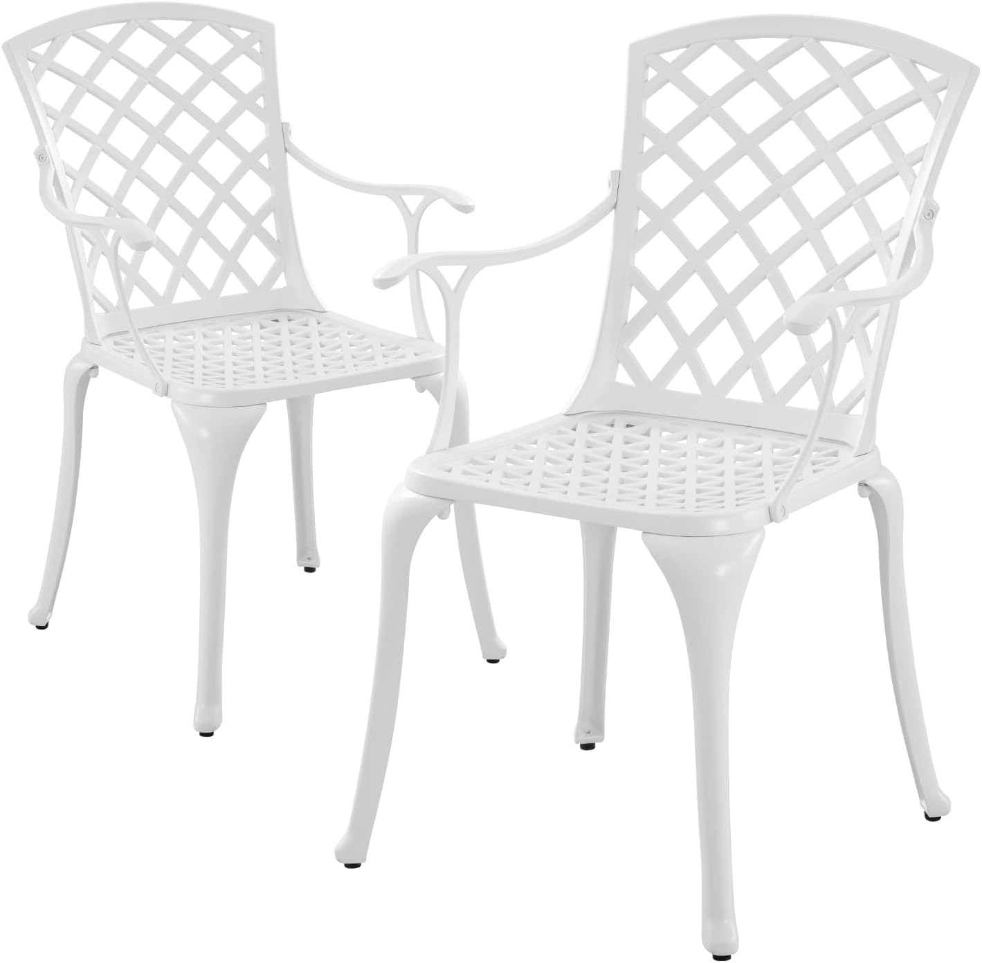 Cast Aluminum Patio Chairs Set of 2 White