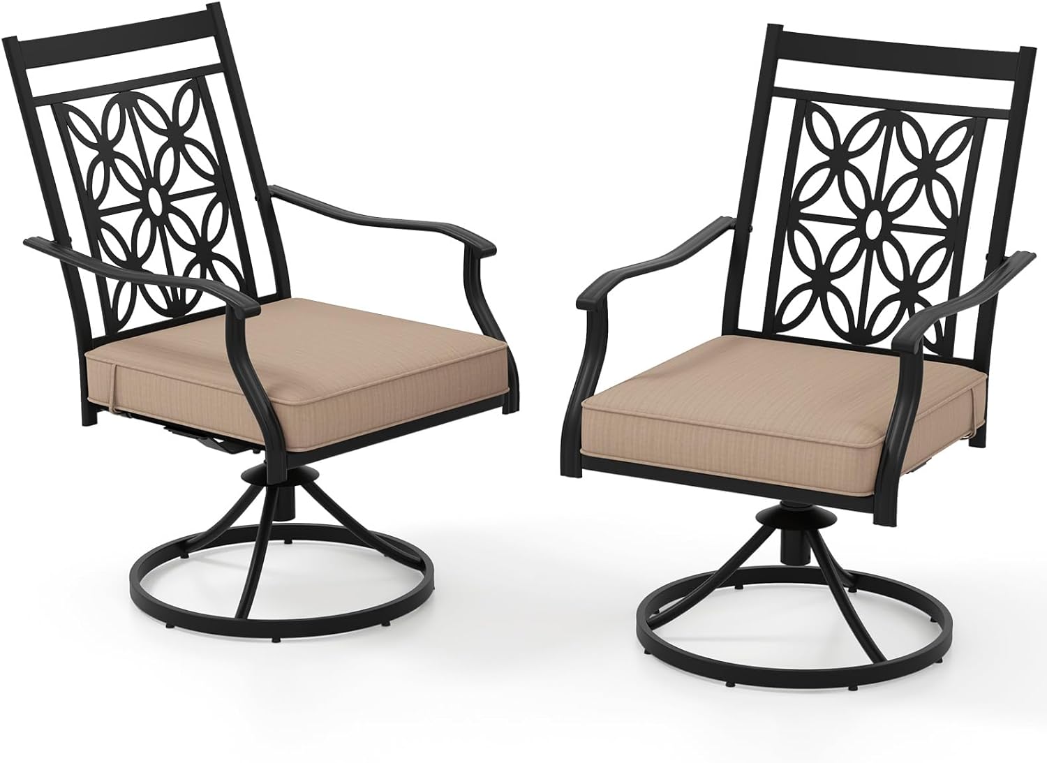 Patio Swivel Dining Chairs Set of 2,Khaki