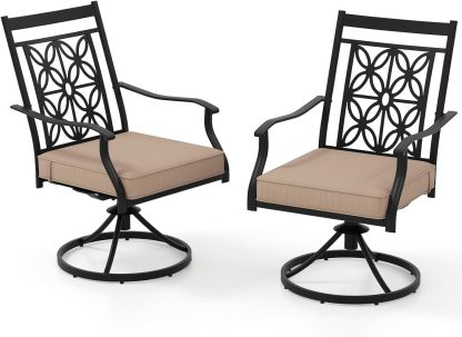 Patio Swivel Dining Chairs Set of 2,Khaki