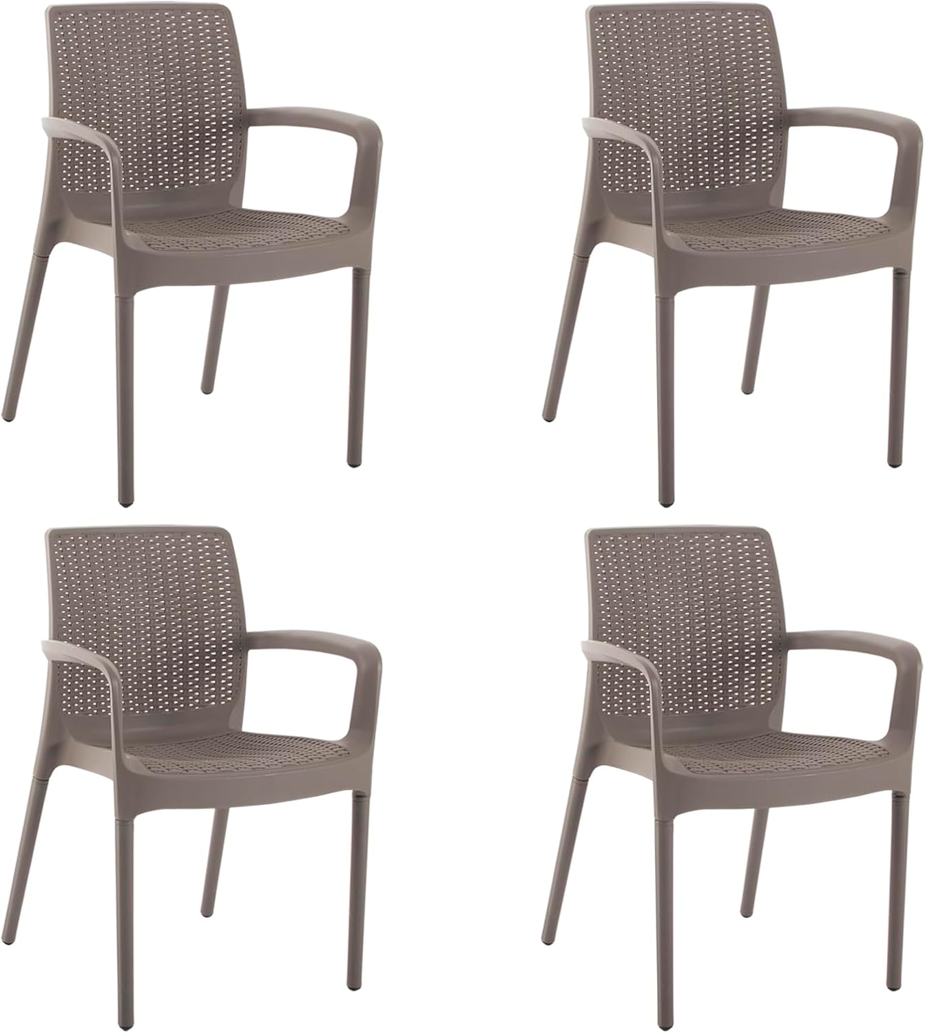 4 Piece Patio Dinning Chairs Set Flax Gray