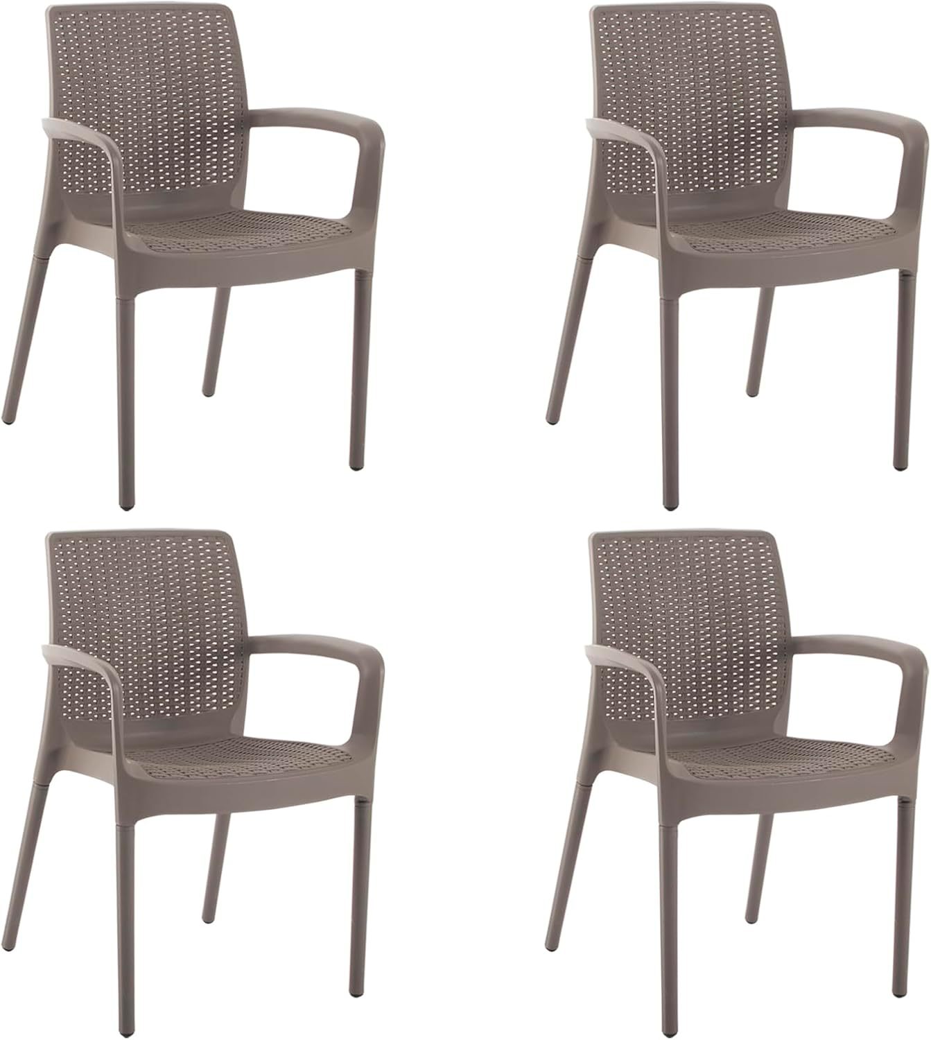 4 Piece Patio Dinning Chairs Set Flax Gray