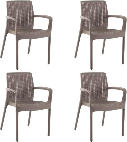 4 Piece Patio Dinning Chairs Set Flax Gray