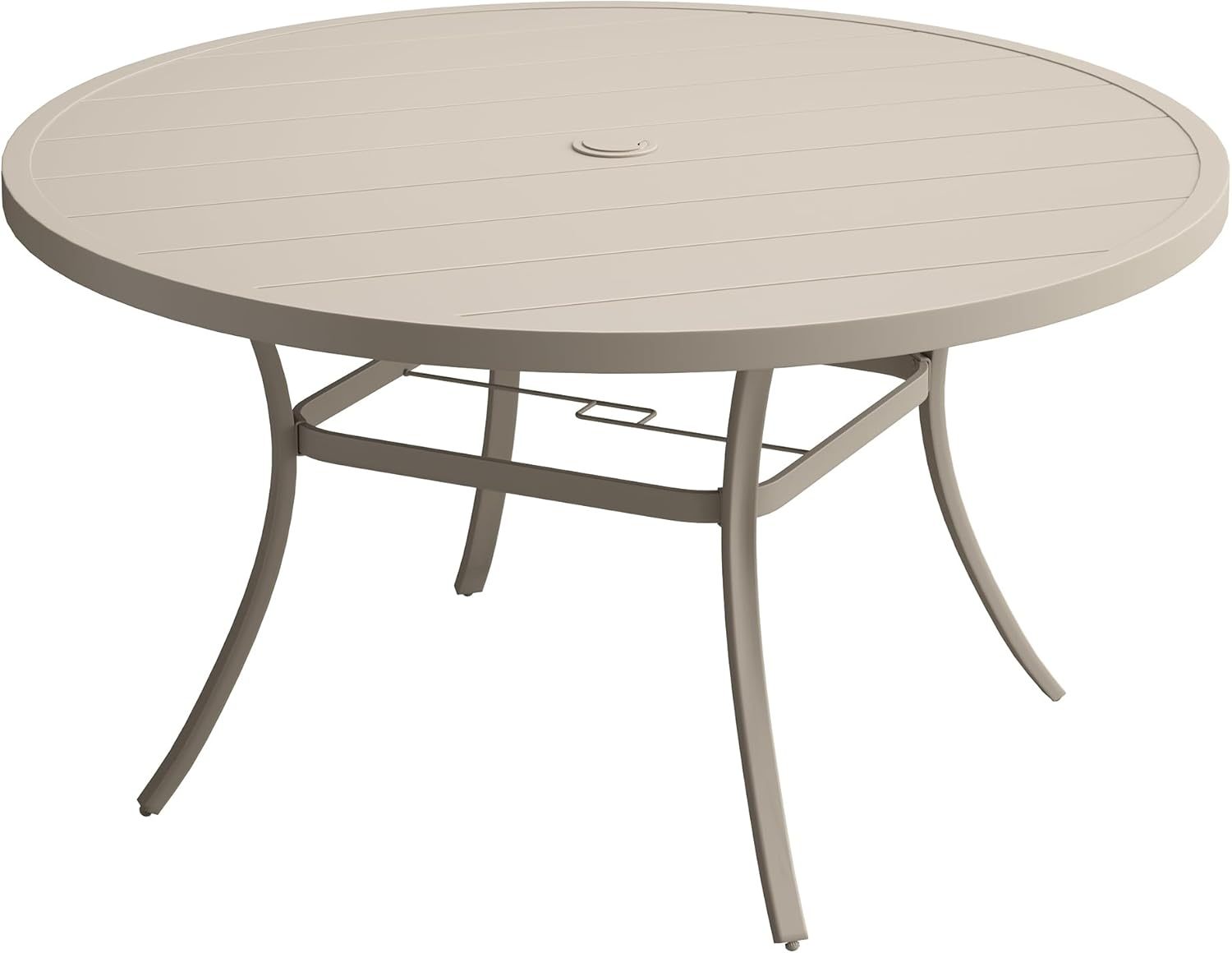 50" Round Outdoor Patio Dining Table for 6, Metal Patio Table with 1.57" Adjustable Umbrella Hole