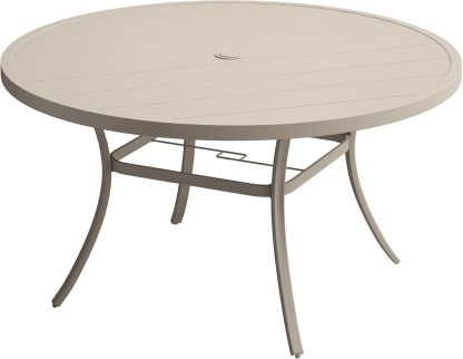 50" Round Outdoor Patio Dining Table for 6, Metal Patio Table with 1.57" Adjustable Umbrella Hole