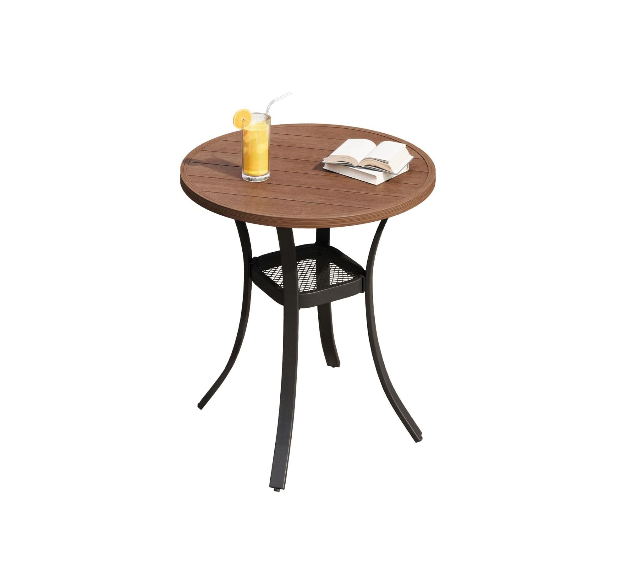 27.6" Round Patio Dining Table, Outdoor Bistro Table with Rust Resistant Metal Frame