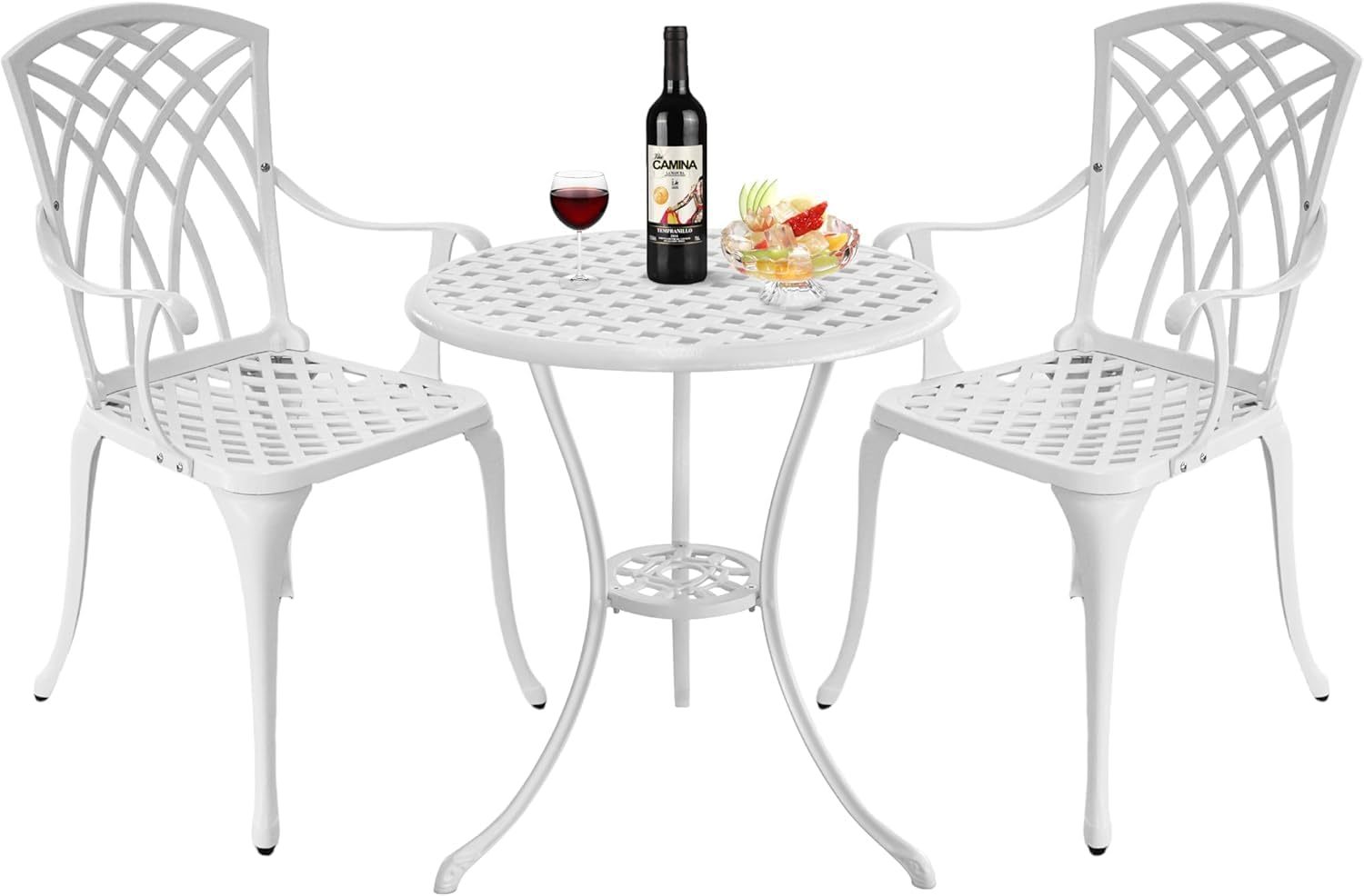 3 Piece Outdoor Bistro Set White