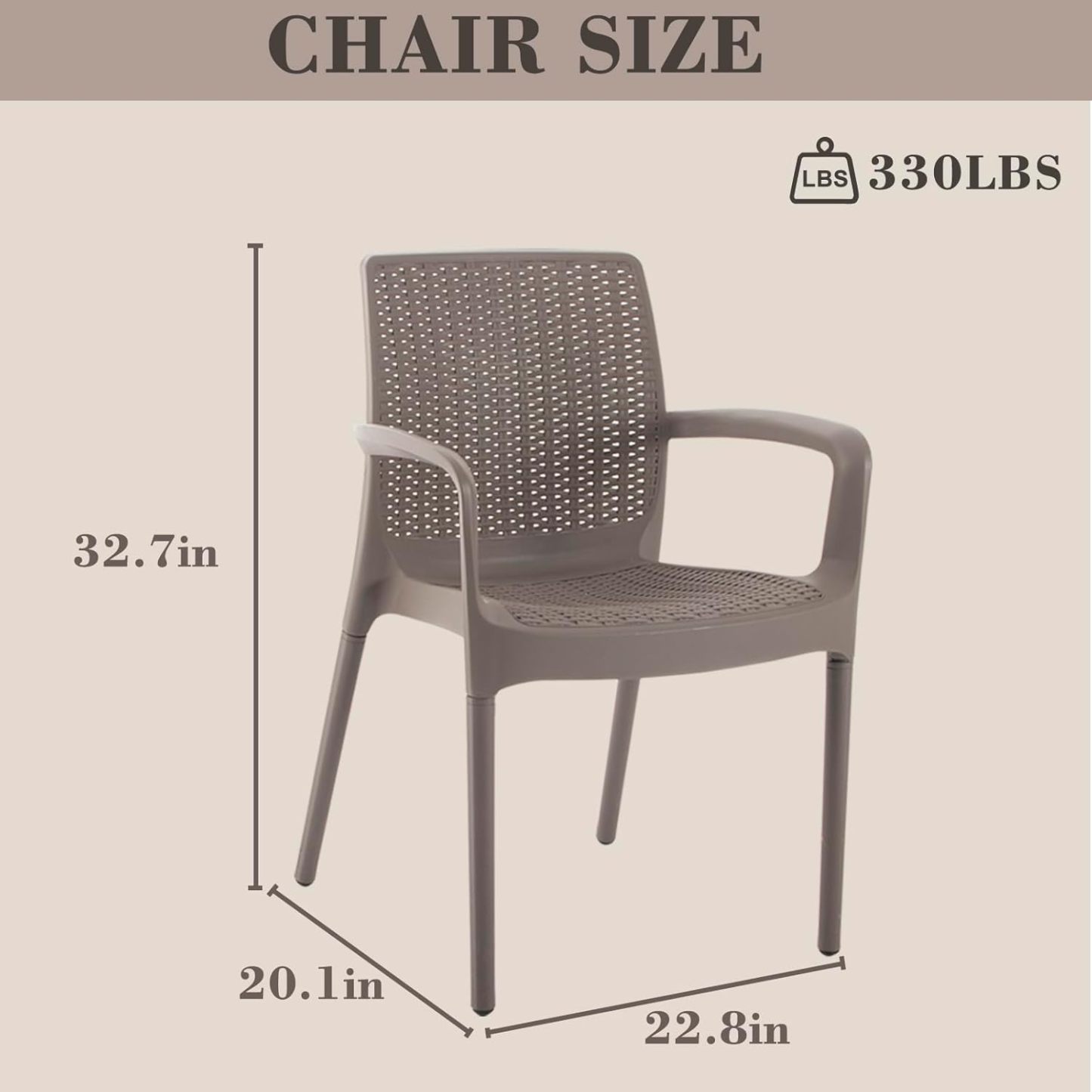 4 Piece Patio Dinning Chairs Set Flax Gray