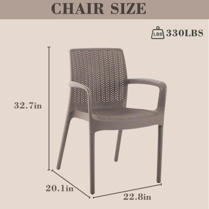 4 Piece Patio Dinning Chairs Set Flax Gray