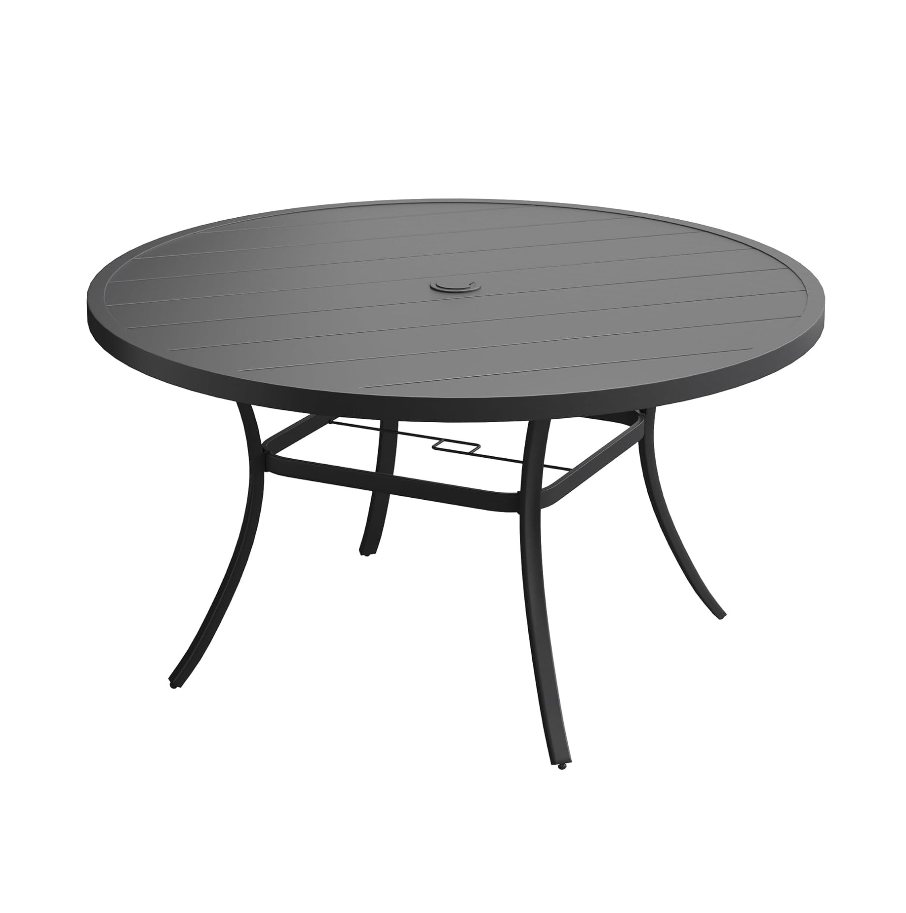 50" Round Outdoor Patio Dining Table for 6, Metal Patio Table with 1.57" Adjustable Umbrella Hole