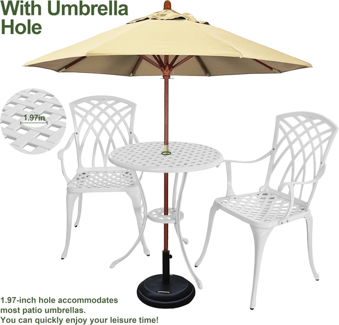 3 Piece Outdoor Bistro Set White