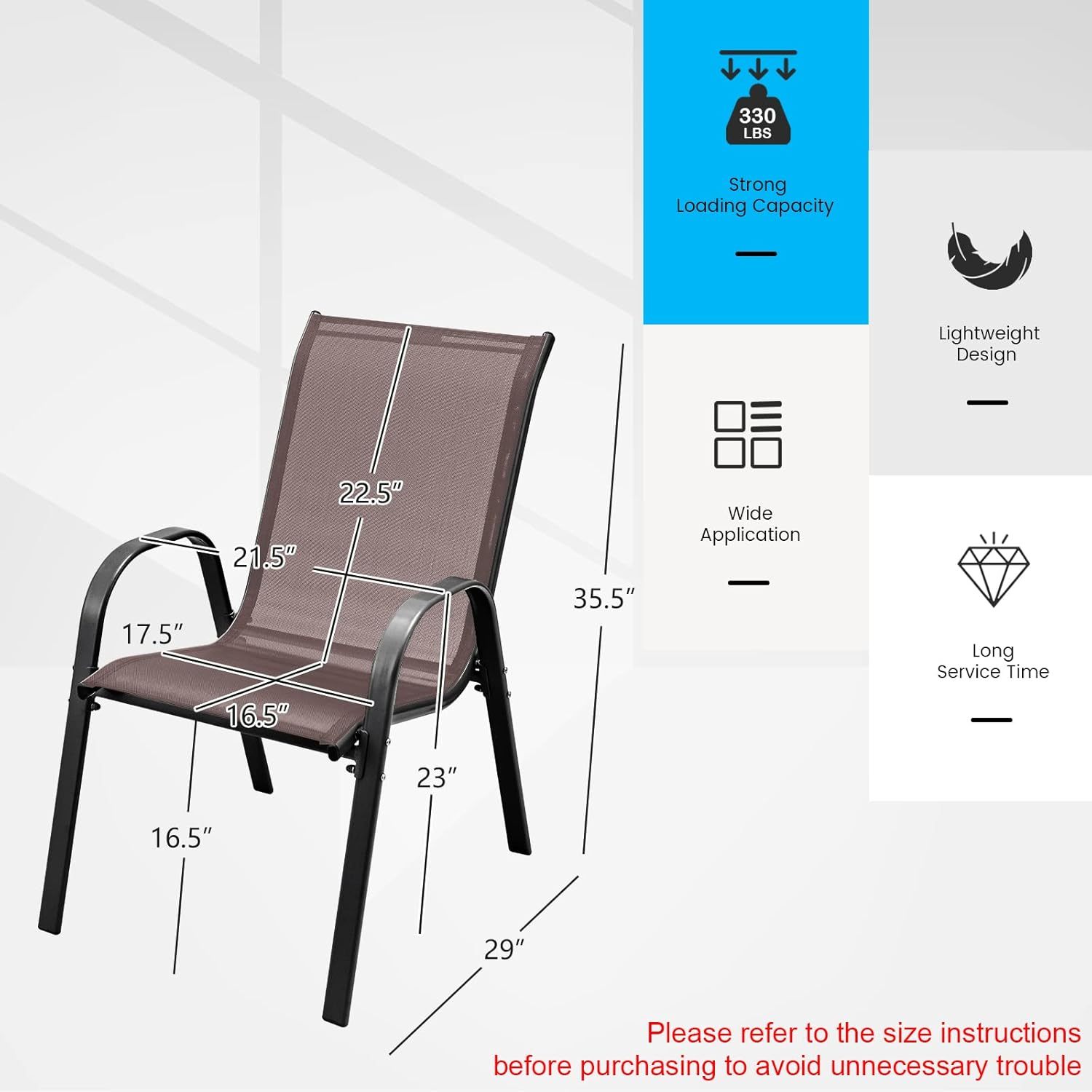 4 Pieces Patio Dining Chairs Brown