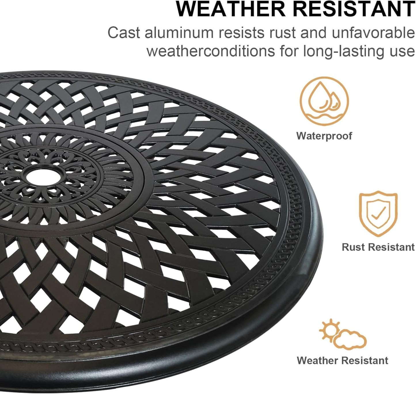 30.31" Outdoor Patio Dining Table Black