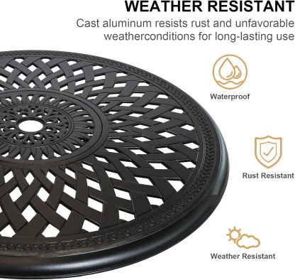 30.31" Outdoor Patio Dining Table Black