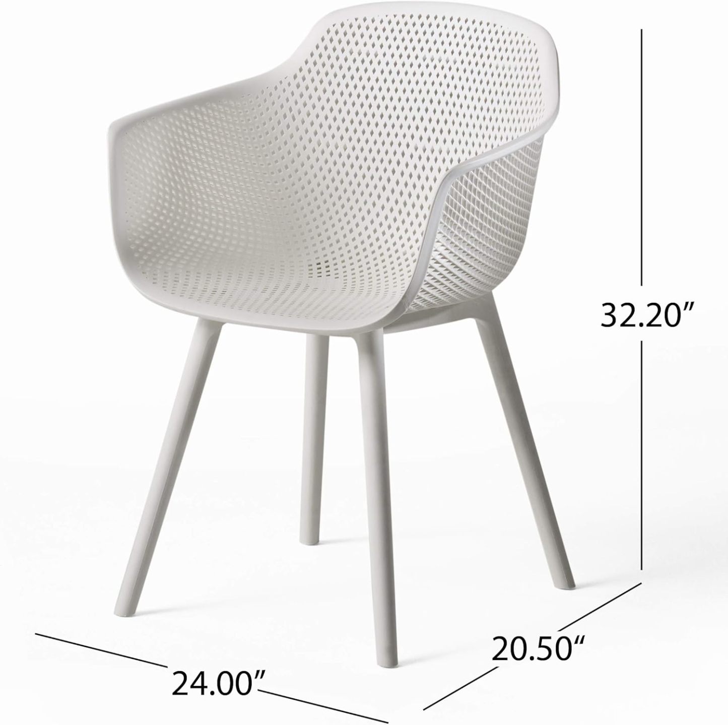 Outdoor Modern Dining Chair (Set of 2), White