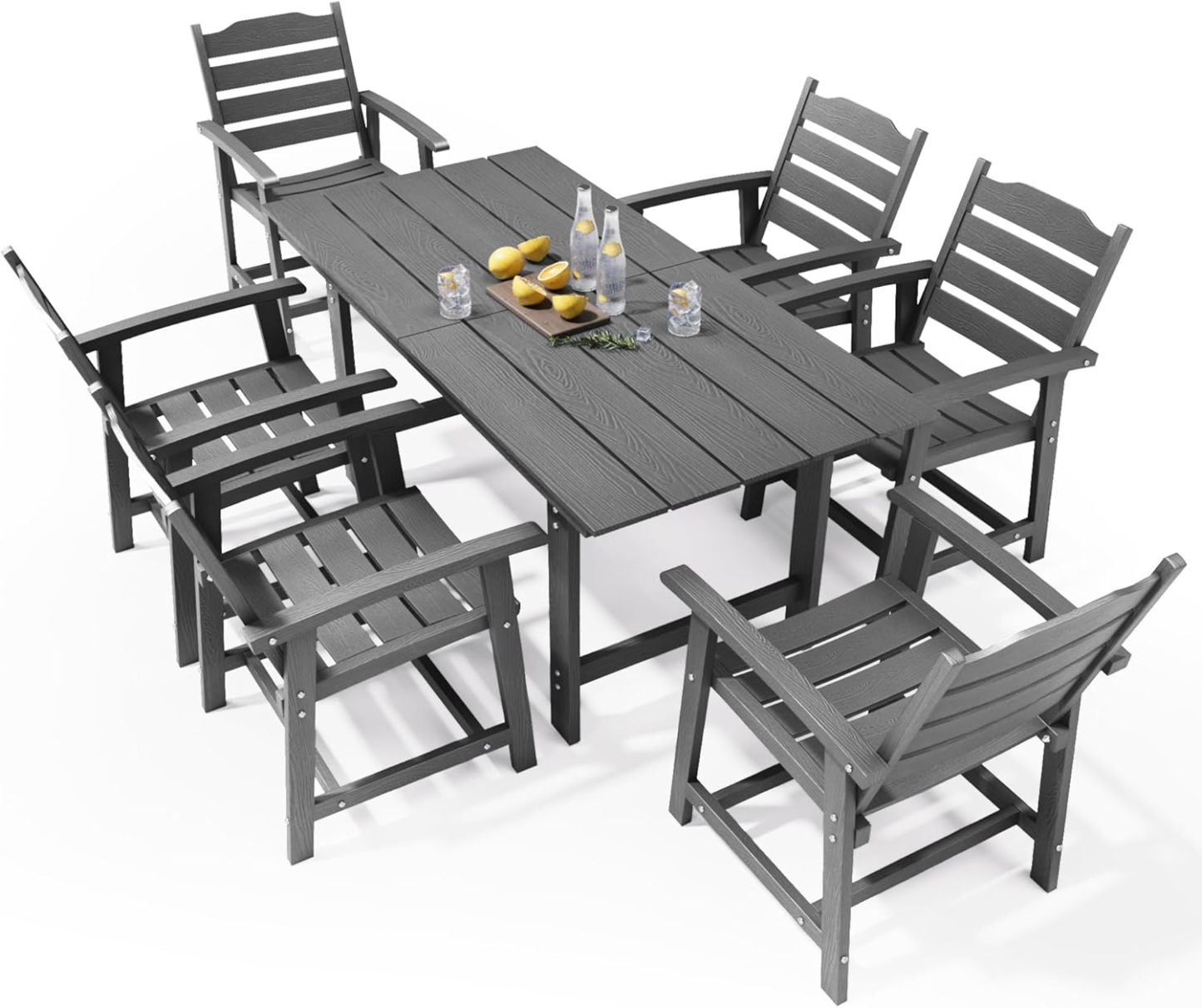7 Piece HIPS Patio Furniture Set Grey
