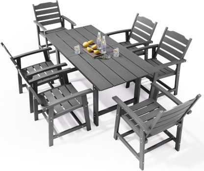 7 Piece HIPS Patio Furniture Set Grey