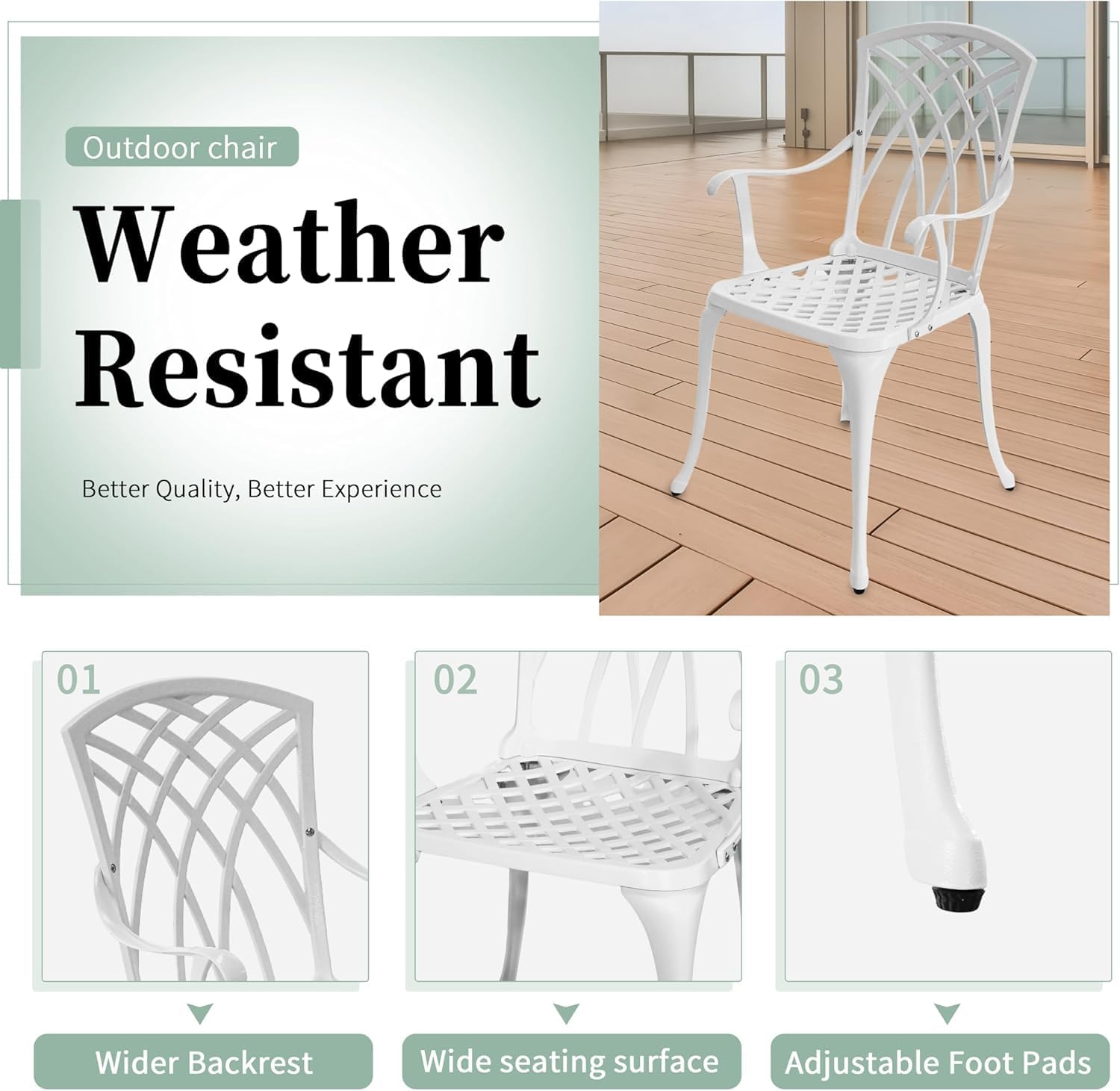 3 Piece Outdoor Bistro Set White