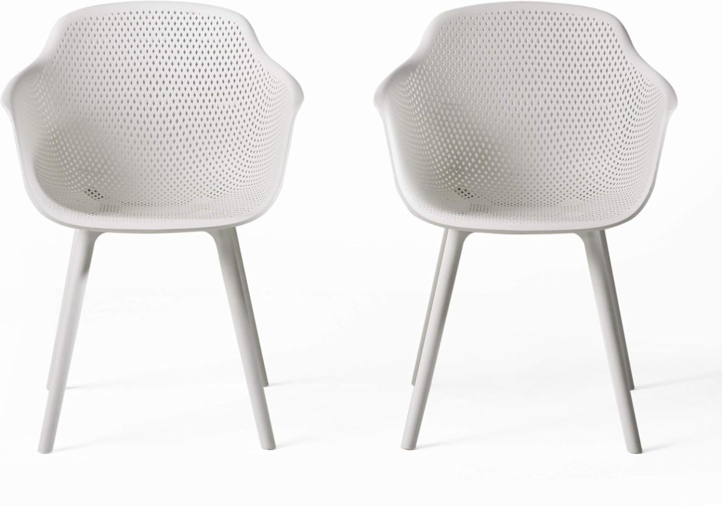 Outdoor Modern Dining Chair (Set of 2), White