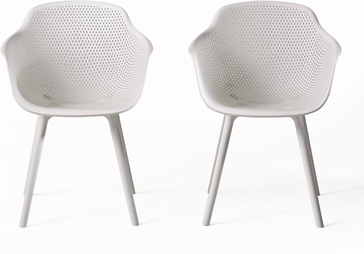 Outdoor Modern Dining Chair (Set of 2), White