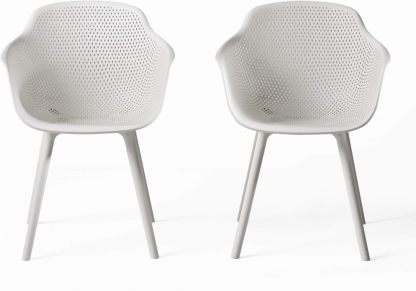 Outdoor Modern Dining Chair (Set of 2), White