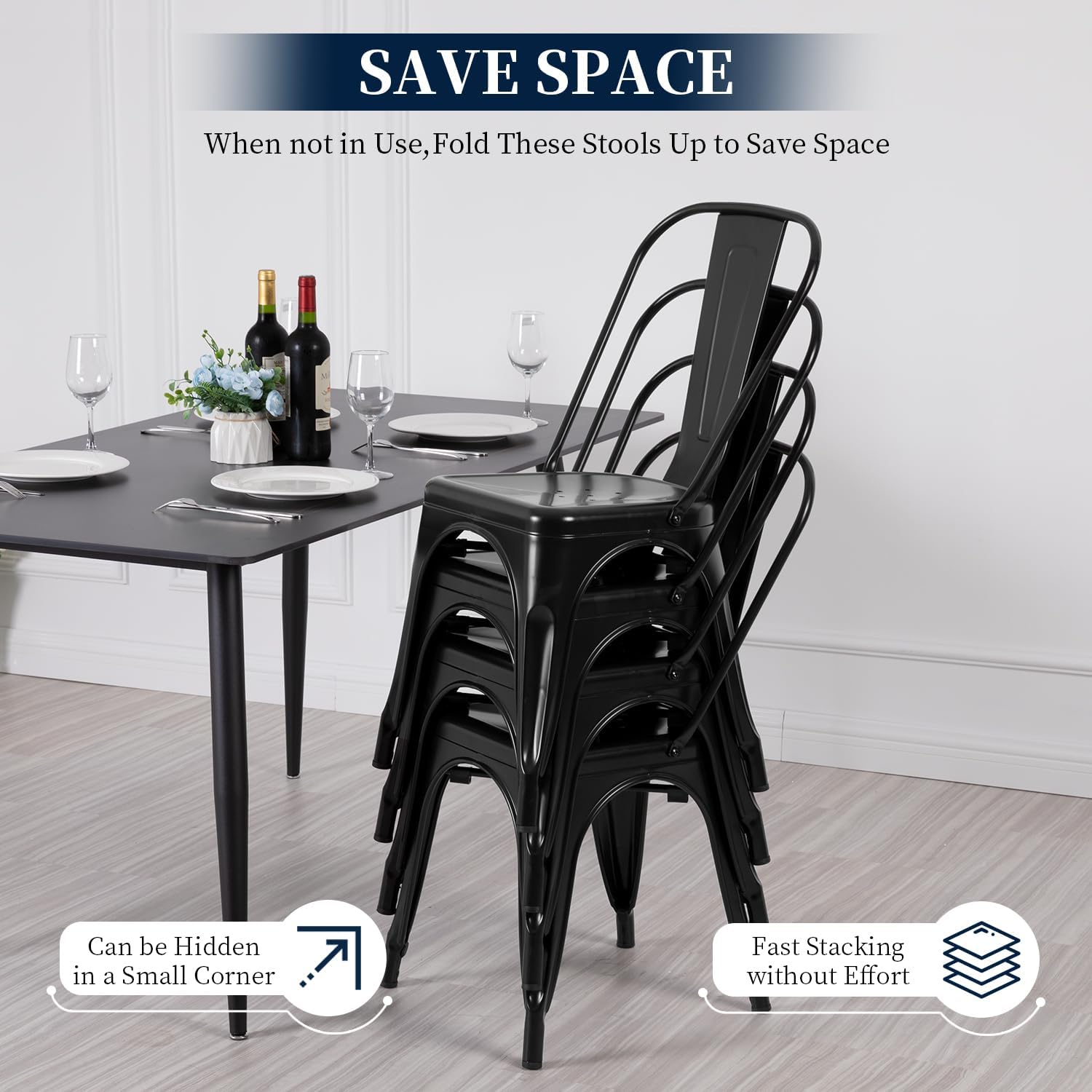 Metal Dining Chairs Black