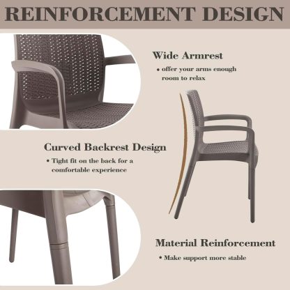 4 Piece Patio Dinning Chairs Set Flax Gray