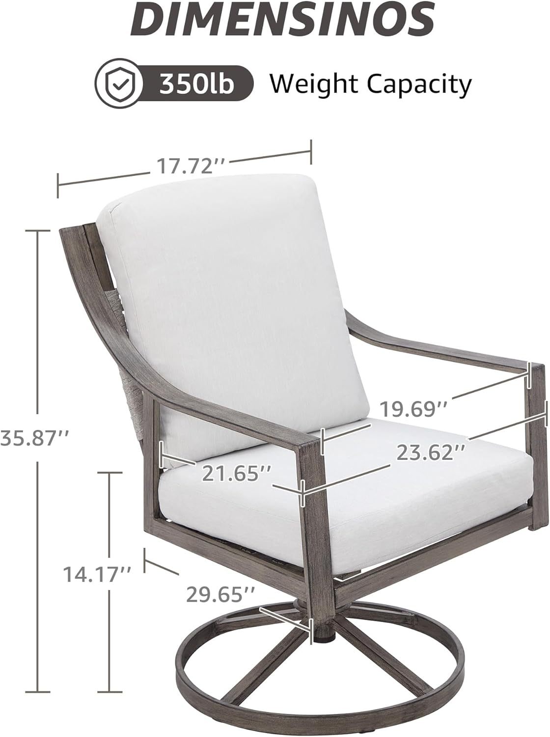 5-Piece Outdoor Patio Dining Set, 4pcs Patio Swivel Rocking Chairs and 38’’ Round Dining Table