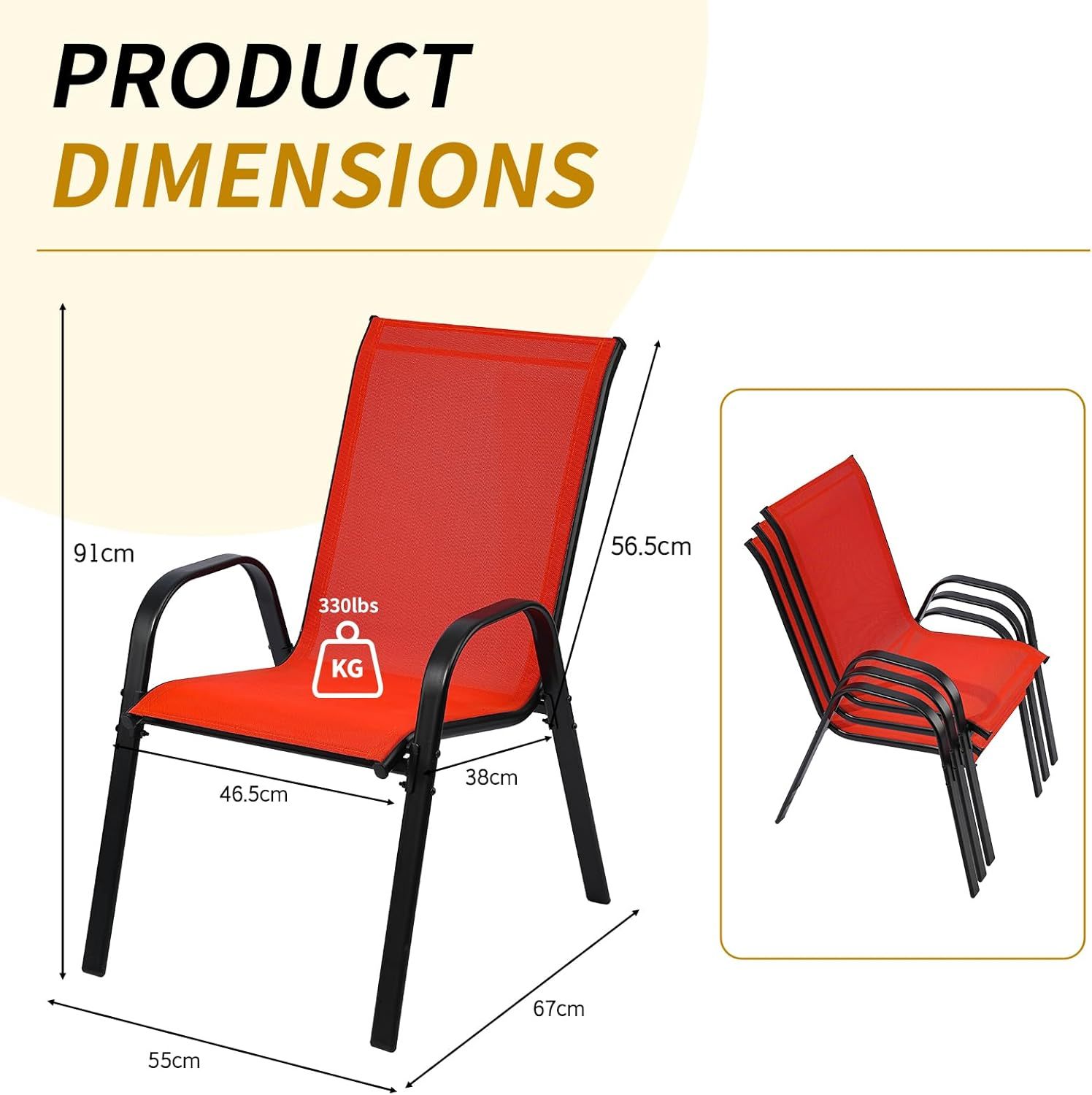 Outdoor Patio Dining Chairs red