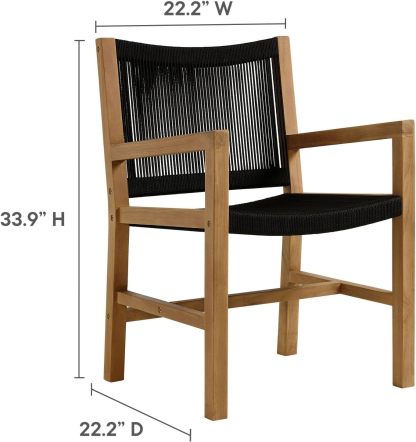 Outdoor Patio Teak Wood 3-Piece Dining Set in Natural Black