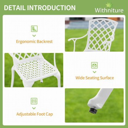 Cast Aluminum Patio Chairs Set of 2 White