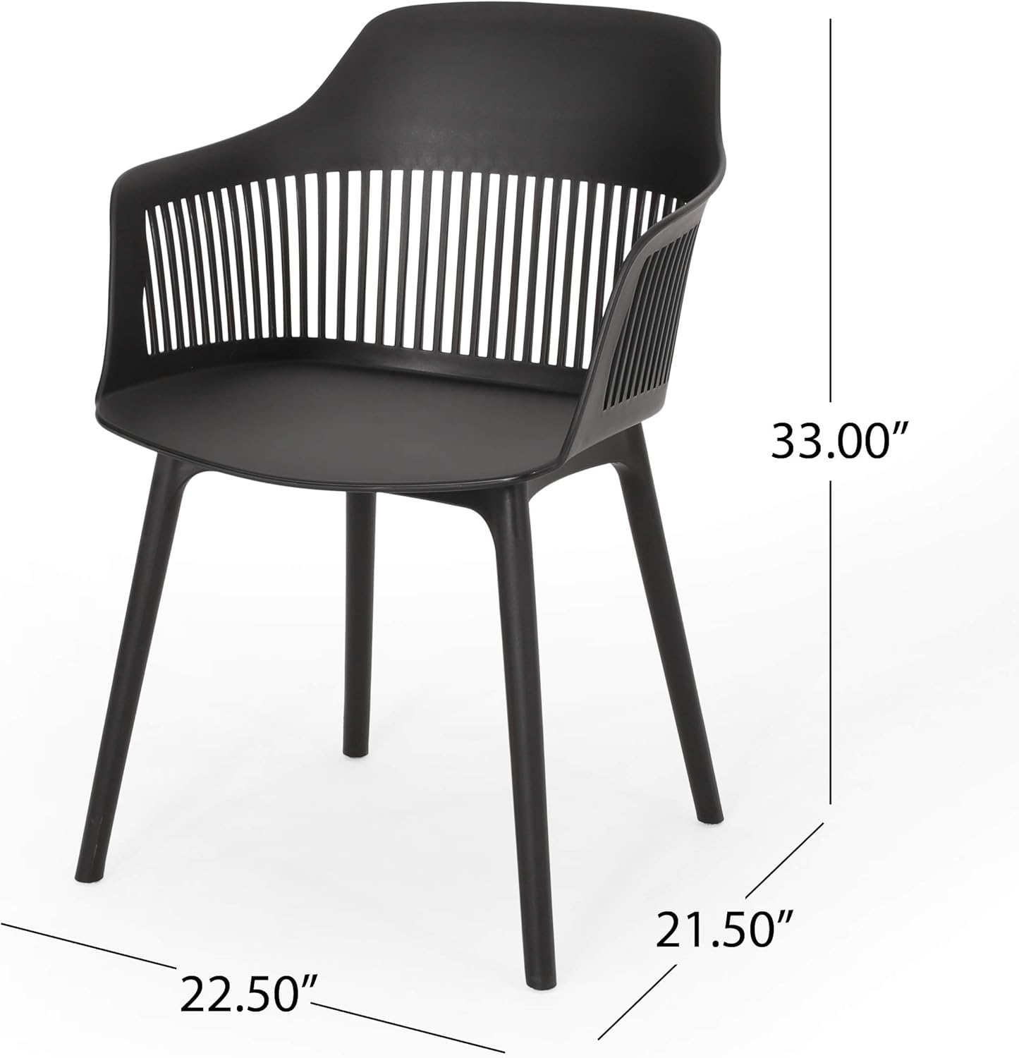 Outdoor Dining Chair (Set of 2), Black