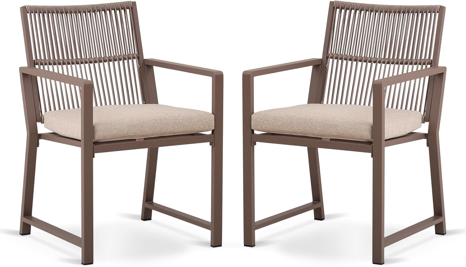 Aluminum Outdoor Patio Dining Chairs Light Brown