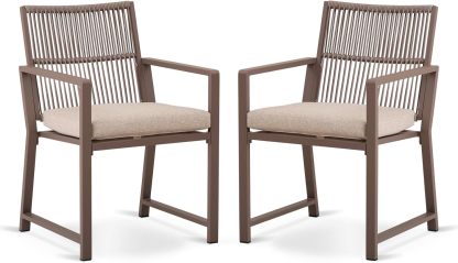 Aluminum Outdoor Patio Dining Chairs Light Brown