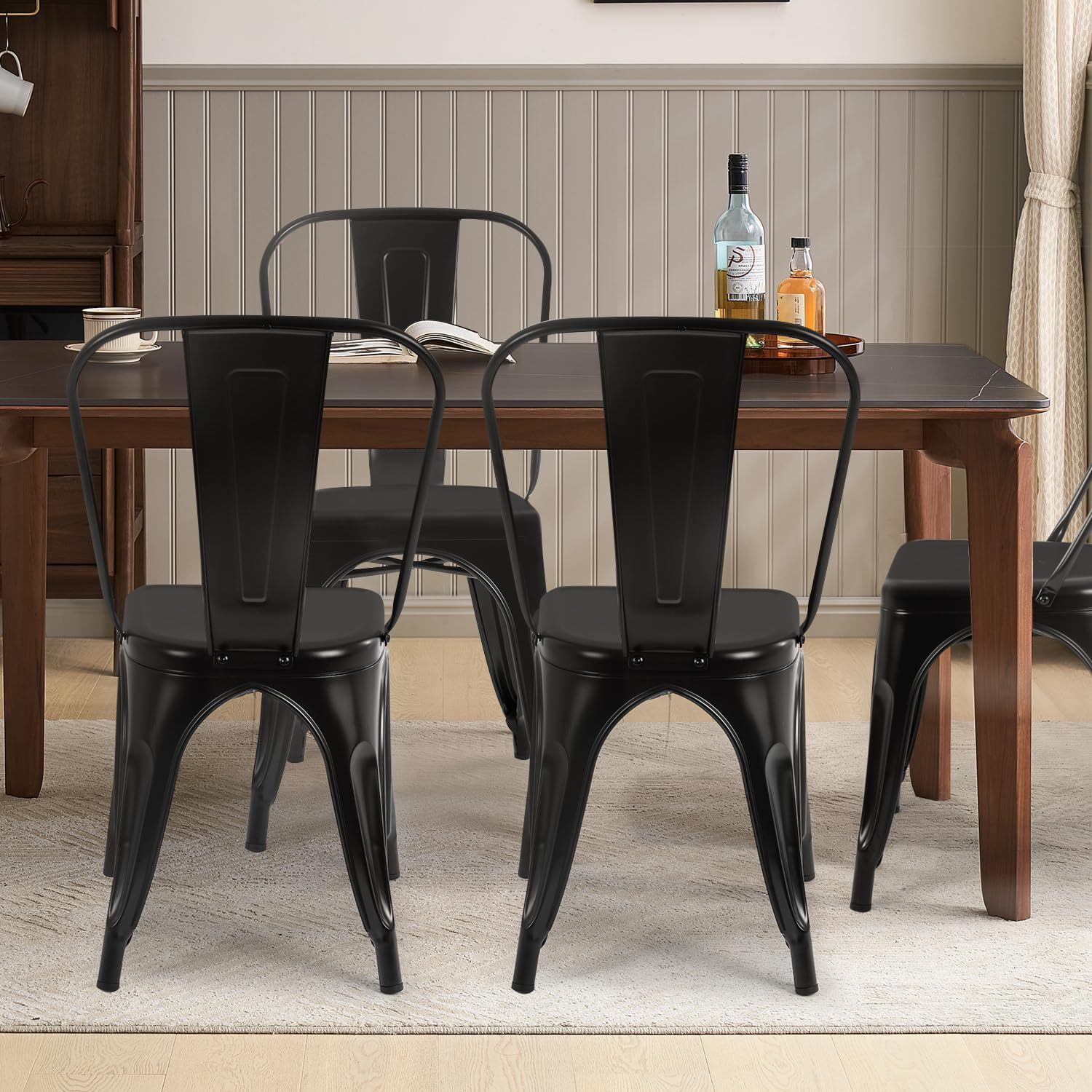 Metal Dining Chairs Black