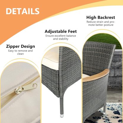 5 Piece Patio Wicker Dining Sets for 4, Water-Resistant Rattan Outdoor Dining Table and 4 Chairs