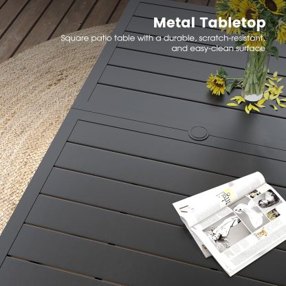 7 Pieces Patio Dining Set for 6, Patio Furniture Includes Grey Stackable Sling Outdoor Chairs and 59.2" Rectangle Metal Black Table