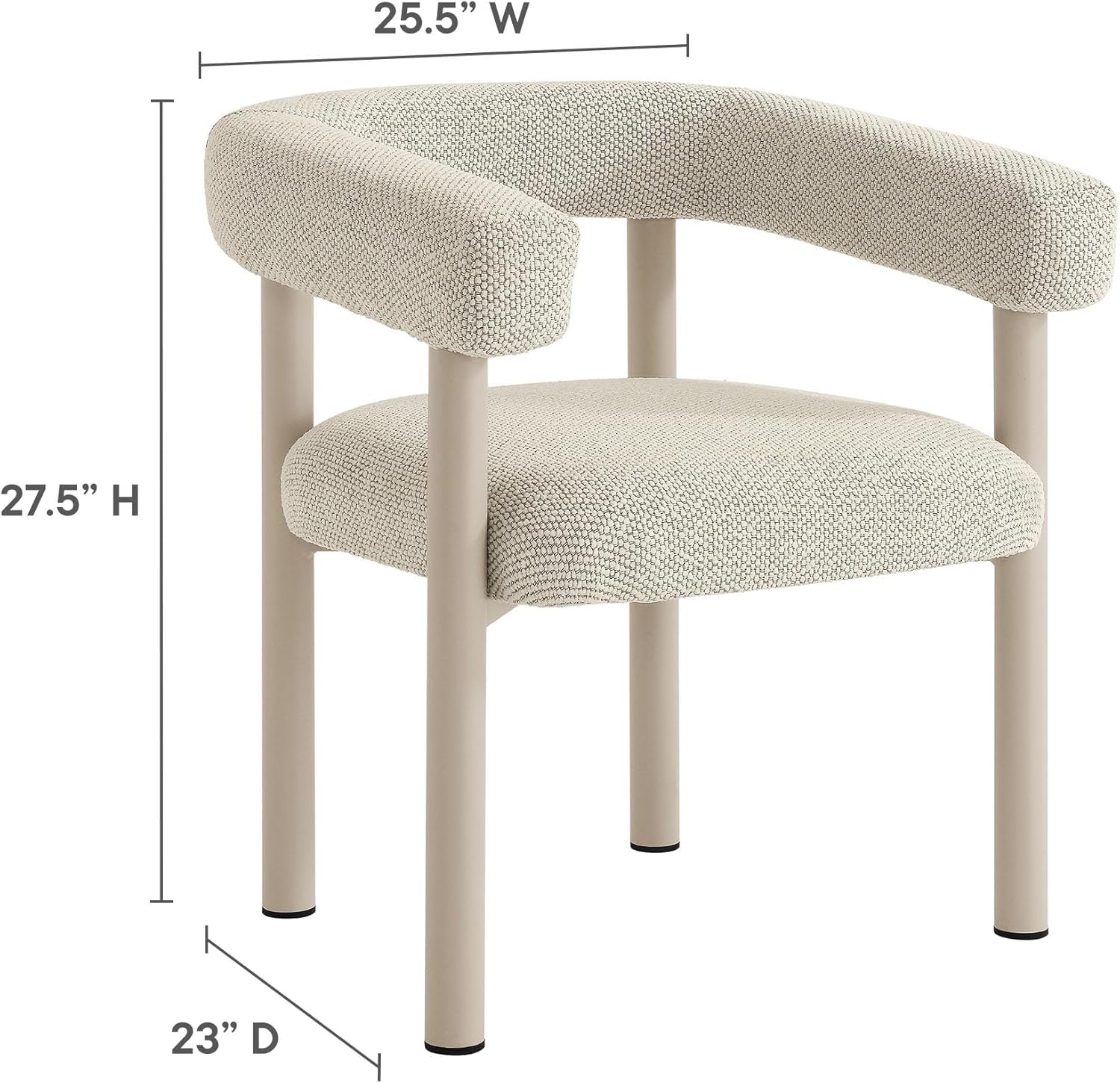 Aluminum Outdoor Patio Dining Armchairs Set of 2 Brown