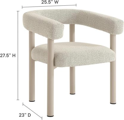 Aluminum Outdoor Patio Dining Armchairs Set of 2 Brown