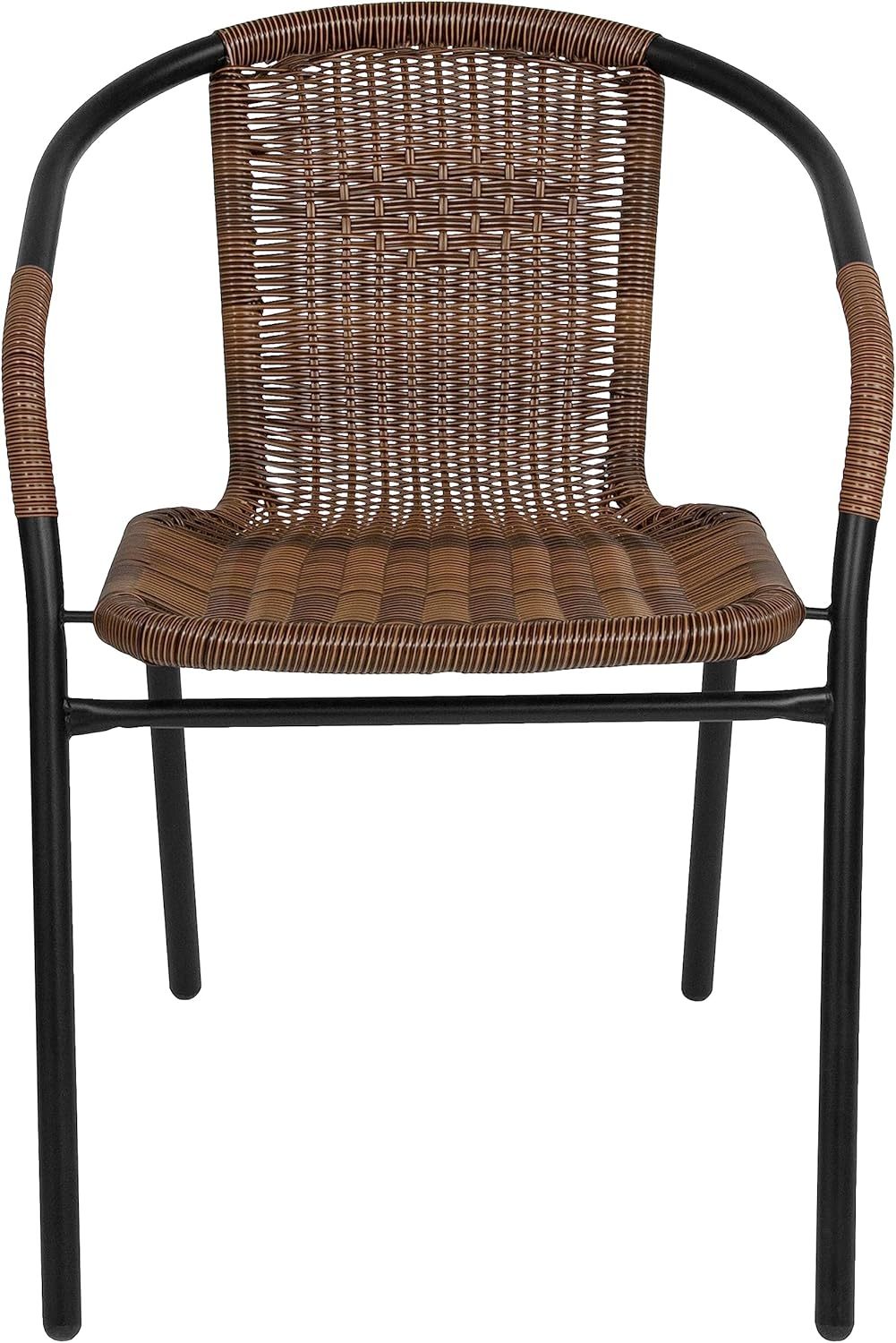 Set of 4 Commercial Grade Medium Brown Rattan Stack Chairs