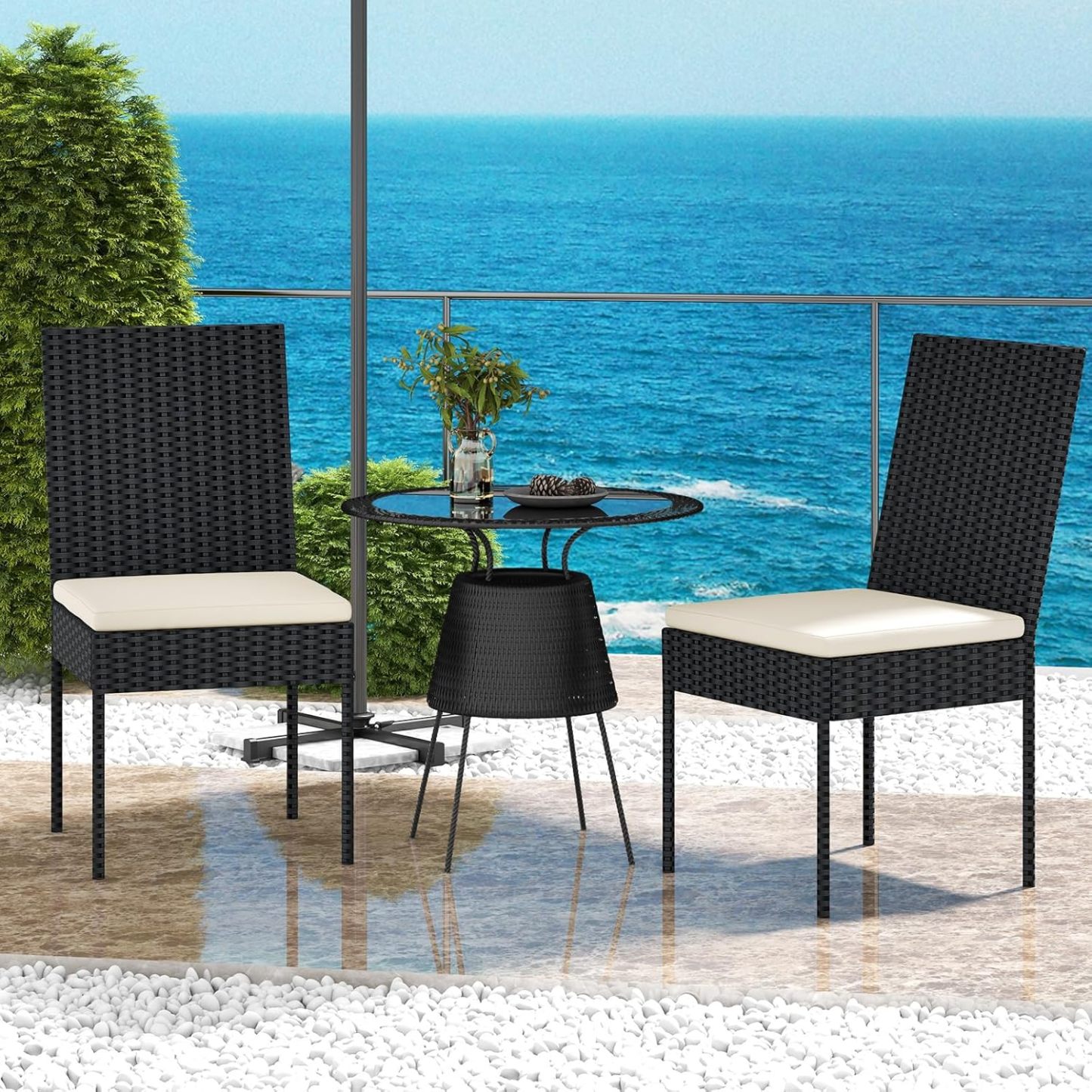 Patio Dining Chairs Set of 2 	Off White
