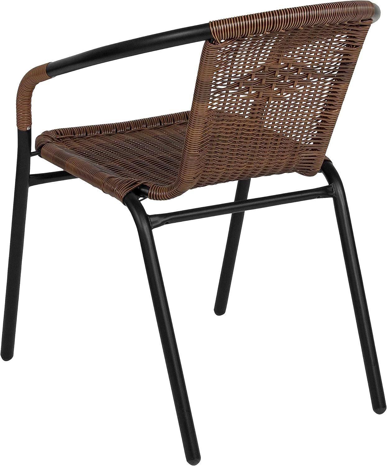 Set of 4 Commercial Grade Medium Brown Rattan Stack Chairs