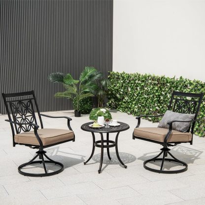 Patio Swivel Dining Chairs Set of 2,Khaki