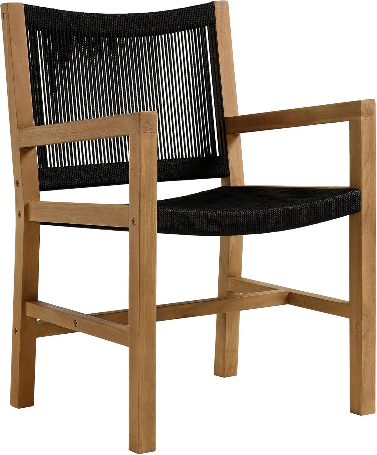 Outdoor Patio Teak Wood 3-Piece Dining Set in Natural Black